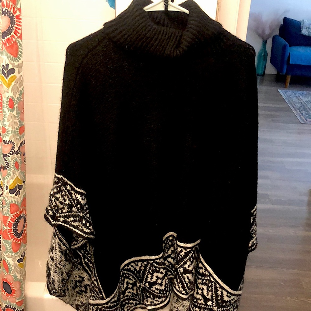 Oversized turtleneck poncho